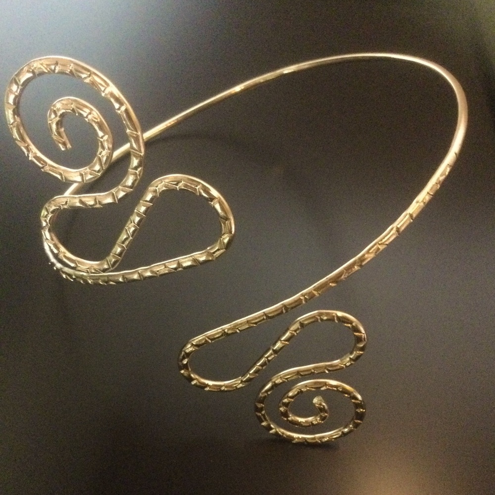 Gold tone Cleopatra style arm band bracelet